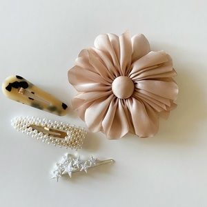 Silky Beige Flower Hair Clip